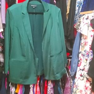 Green satin jacket blazer evening wear
